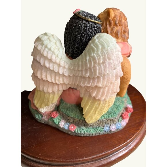 Angel with Lamb and Lion Religious Figurine with Wood Base - Picture 5 of 9